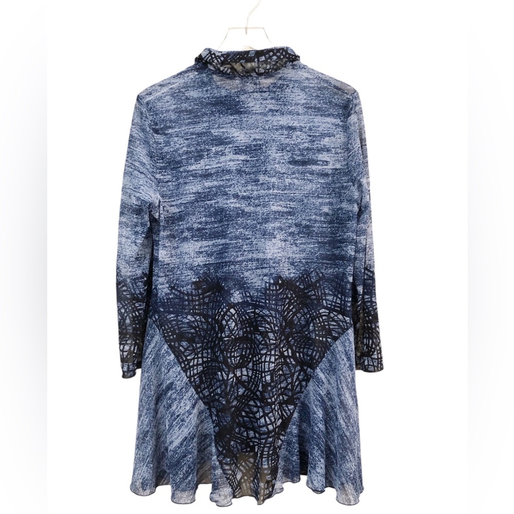 John Mark | Mesh Roll Tab Long Sleeve Blue Tunic Top Cardigan Large Coastal - Picture 6 of 15